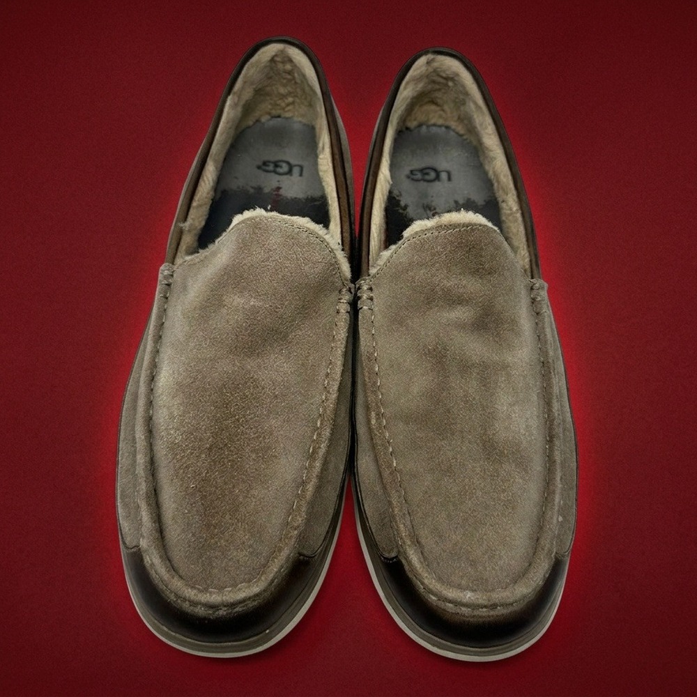 UGG Mens Henrick Suede Loafers Brown Slip On Shoes Size 15 1019054